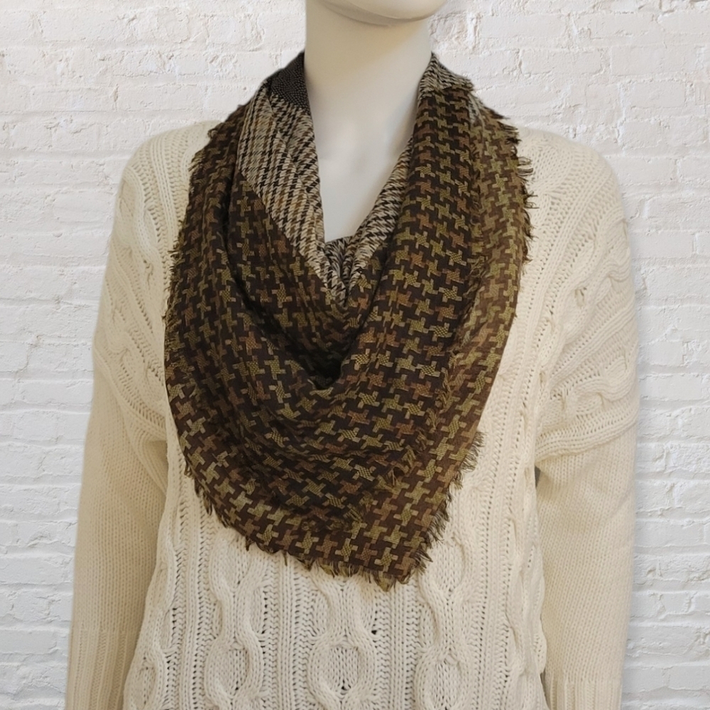 Echo Houndstooth Patchwork Preppy Academia Scarf - image 2